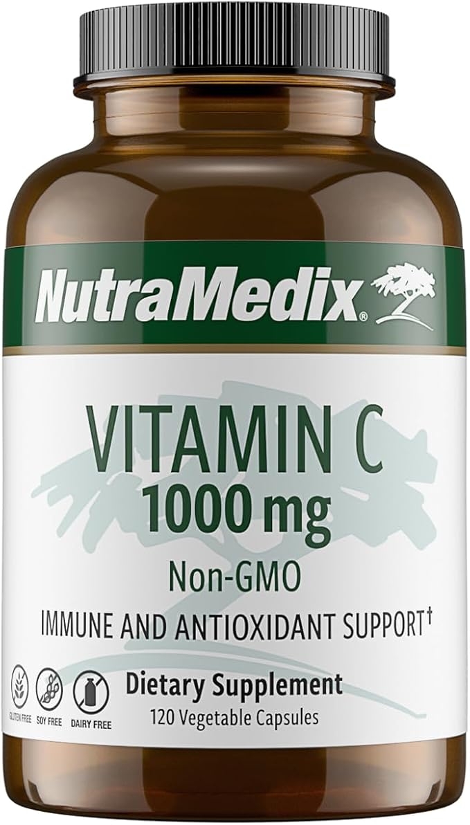 NutraMedix, Vitamin C, 1000mg - Antioxidant Supplement for Immune Support and Heart Health - Vitamin C from Ascorbic Acid - Vegan, Non-GMO (120 Veggie Capsules) product image