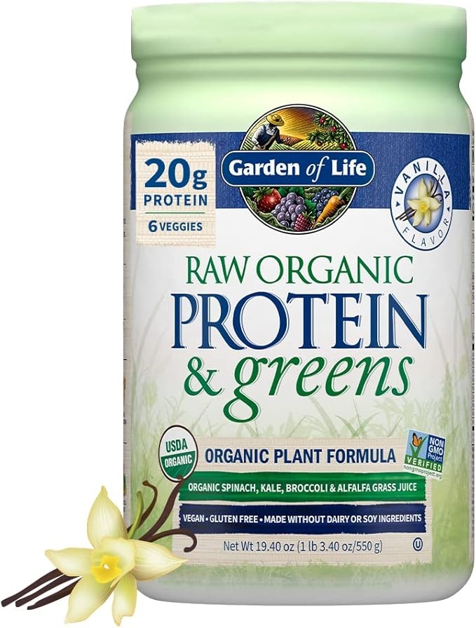 Garden of Life Raw Organic Protein & Green - Vanilla - Vegan Protein Powder for Women and Men, Plant-Based Protein, Pea Protein, Vegetables and Probiotics - Dairy Free, Gluten Free Low Carb Shake, 20 Servings product image