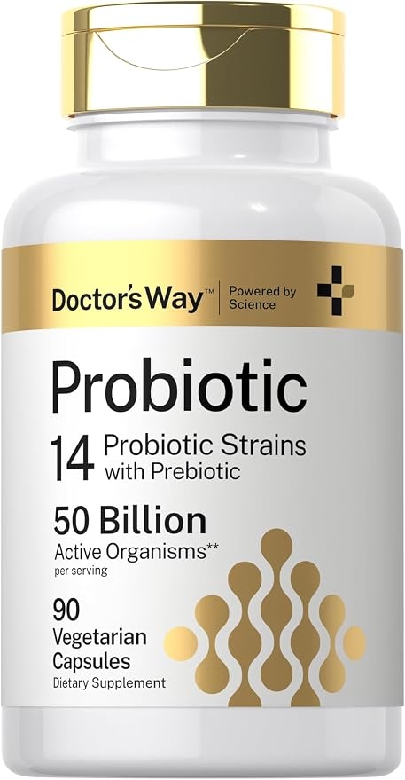 Doctor's Way Probiotic Supplement | 50 Billion Active Organisms | 90 Capsules | 14 Strains with Prebiotic | for Men and Women | Vegetarian, Non-GMO, Gluten Free product image