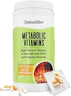 NaturalSlim Metabolic Vitamins - Combination of High Potency Multivitamins, Minerals, B Complex, MSM, & Digestive Formula Supplements for Men & Women - Energy & Metabolism Support - Capsule, 1 Pack product image