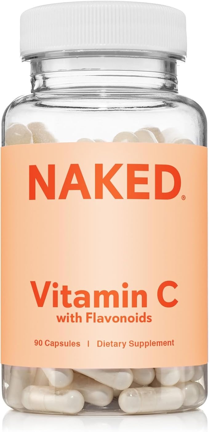 NAKED Vitamin C - Ascorbic Acid Capsules 500mg with Citrus Bioflavonoids - Daily Antioxidant and Immune Support* Made in USA - Vegan, Non-GMO - 90 Capsules product image