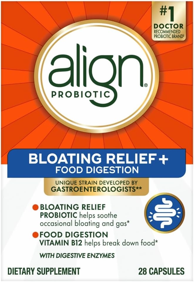 Align Probiotic Bloating Relief + Food Digestion, Probiotics for Women and Men, #1 Doctor Recommended Brand‡, Promotes Digestive Health and Helps Support the Metabolism of Food*, 28 Capsules product image