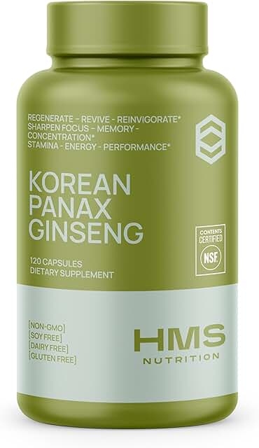 Korean Red Panax Ginseng 2000mg 120 Vegan Capsules Ultra-Potent Extract NSF Certified Supplement, Supports Energy, Stamina, Performance and Clarity with Ginsenosides product image