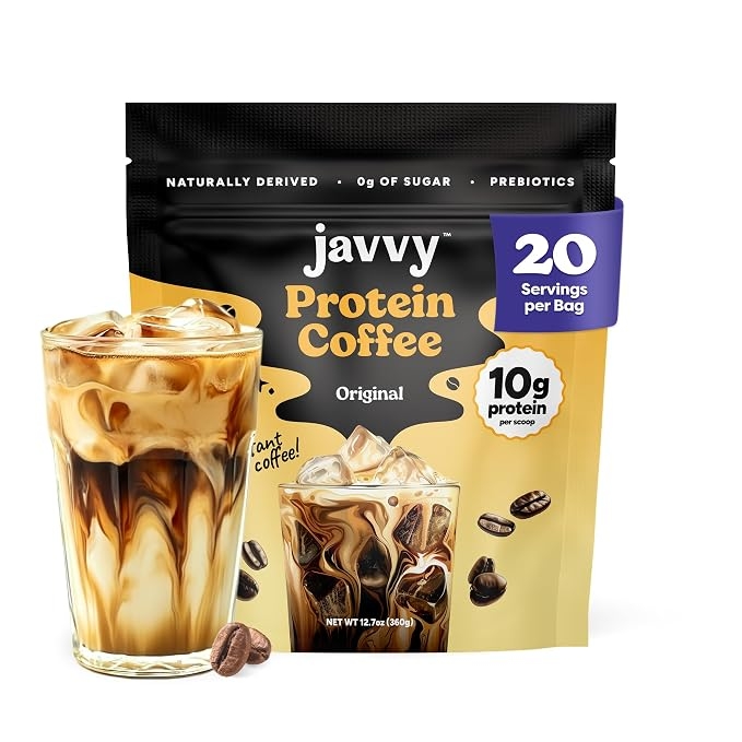 Original Protein Iced Coffee - Premium Whey Protein and Instant Iced Coffee - 100% Natural Cold Brew Coffee - No Artificial Flavors and Sweeteners, 80mg Caffeine per Serving, 0g Sugar, 20 Servings product image