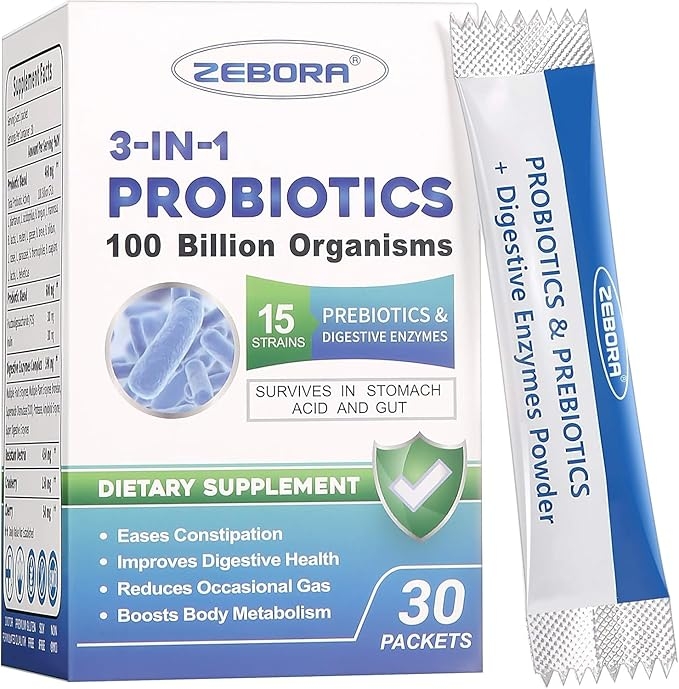 Probiotics for Women & Men - 100 Billion Plus Digestive Enzymes & Prebiotics, Highest Potency 3-in-1 Complete Probiotics for Digestive Health, Immune Support product image