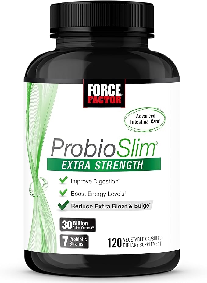 FORCE FACTOR ProbioSlim Extra Strength Probiotics for Women and Men with 30 Billion CFUs of Probiotics for Digestive Health, Bloating Relief, and Gut Health, with Prebiotic Fiber, 120 Capsules product image