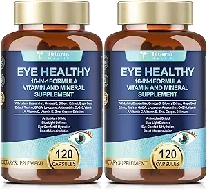 AREDS 2 Eye Vitamin and Mineral with Bilberry Extract Omega-3, Eye Vitamin for Senior Macular Health and Dry Eyes, Eye Vitamin with Lutein and Zeaxanthin to Support Eye Strain and Hydration (2-Pack) product image