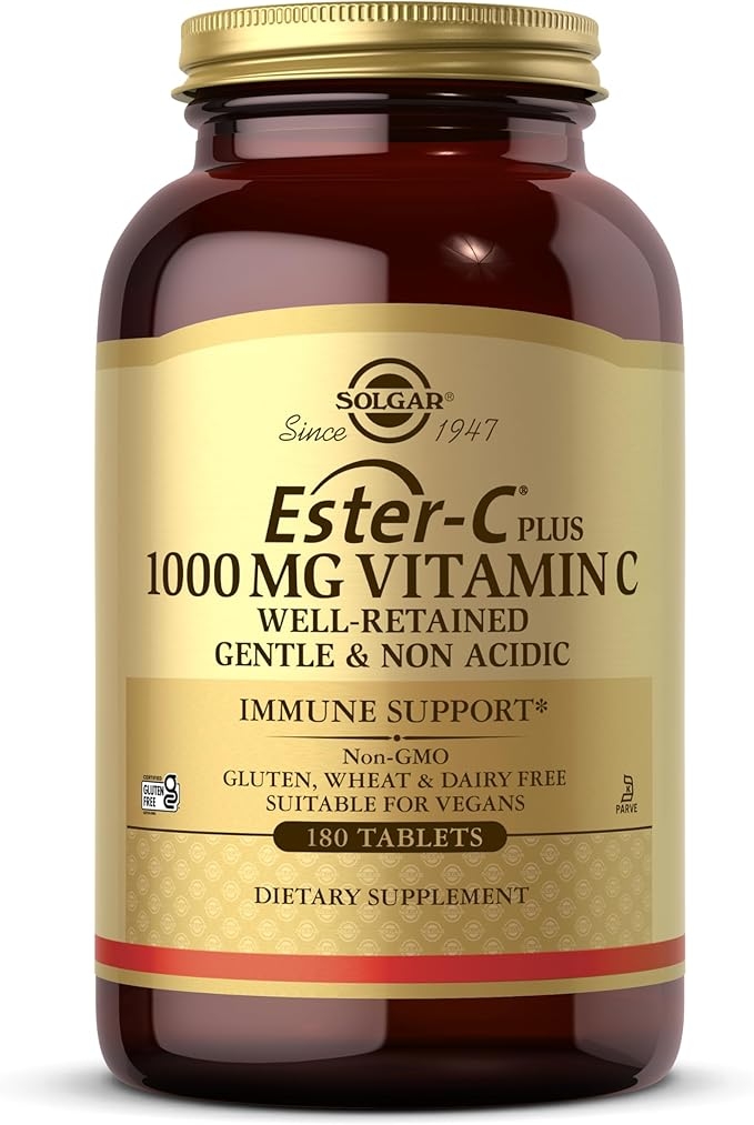 Solgar Ester-C Plus 1000mg Vitamin C (Ascorbate Complex) - 180 Tablets - Gentle & Non-Acidic - Supports Upper Respiratory Health - Non-GMO, Gluten Free - 180 Servings product image