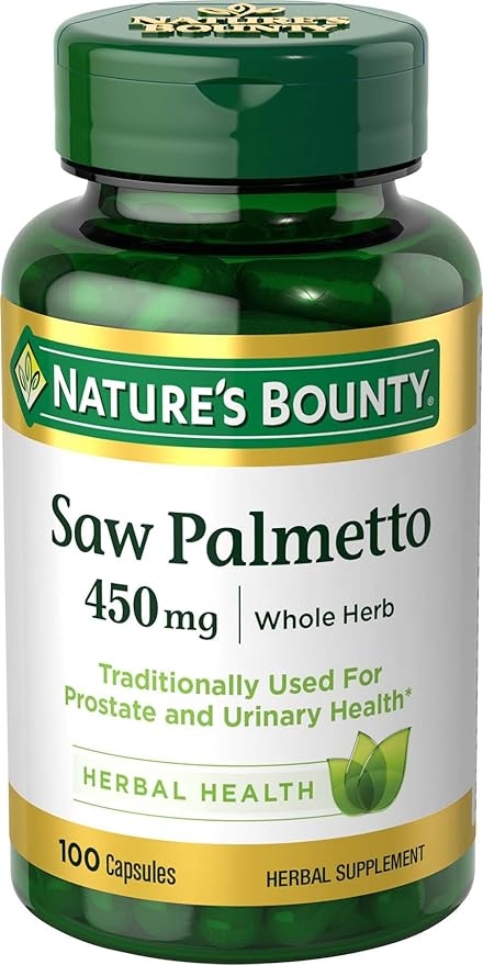 Nature's Bounty Saw Palmetto, Herbal Health Supplement, Prostate and Urinary Health, 450mg, 100 Capsules product image