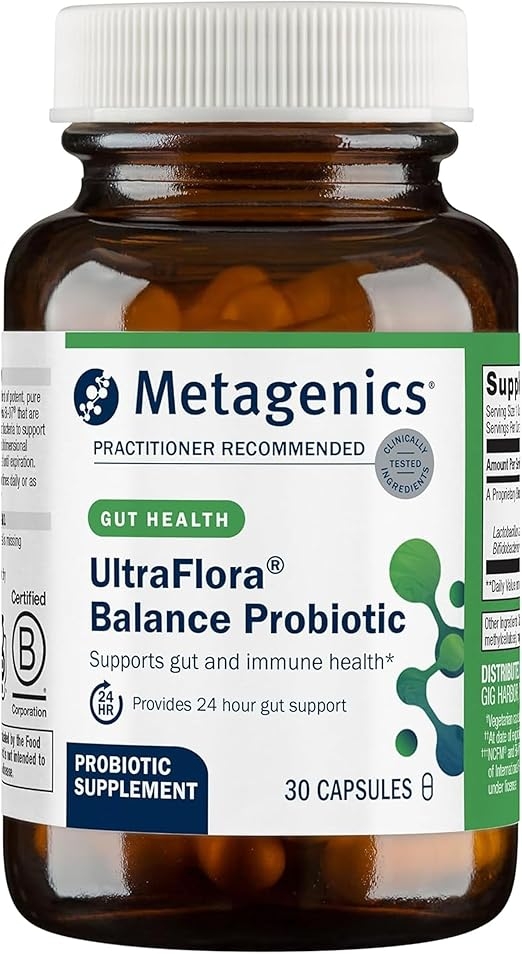 Metagenics UltraFlora Balance Probiotic - Daily Gut Health Supplement* - Offers Digestive & Immune System Support* - Vegetarian, Non-GMO & Gluten-Free - 30 Capsules product image