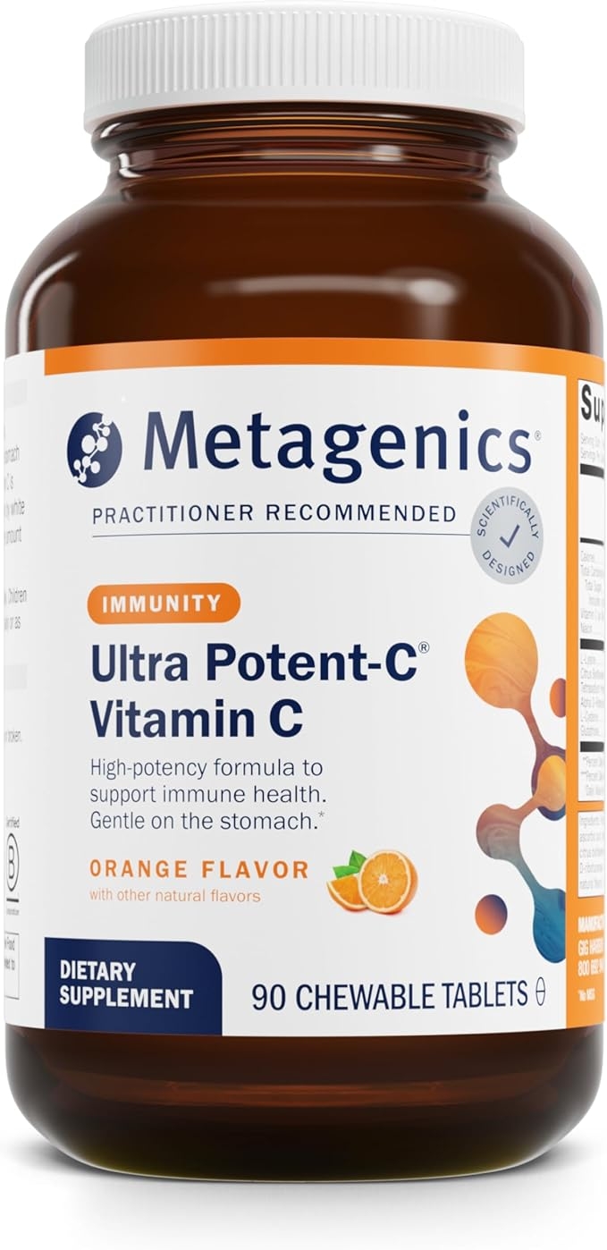 Metagenics Ultra Potent-C, Vitamin C Chewable - Immune & Antioxidant Support*, Contains L-Cysteine & L-Lysine - Chewable VIT C - Natural Orange Blast Flavor - Bioflavonoid Supplement - 90 Tablets product image