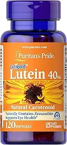 Puritan's Pride Lutein 40 mg with Zeaxanthin Softgels, 120 Capsules product image