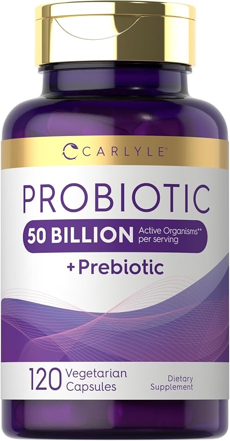 Carlyle Probiotics with Prebiotics | 120 Capsules | 50 Billion Active Organisms | Non-GMO & Gluten Free Supplement product image