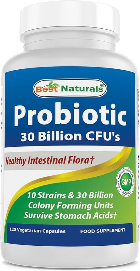 Best Naturals Probiotic 10 Strains & 30 Billion CFU Intestinal Flora, 120 Veggie Capsules - Shelf Stable Probiotic (4146365) product image