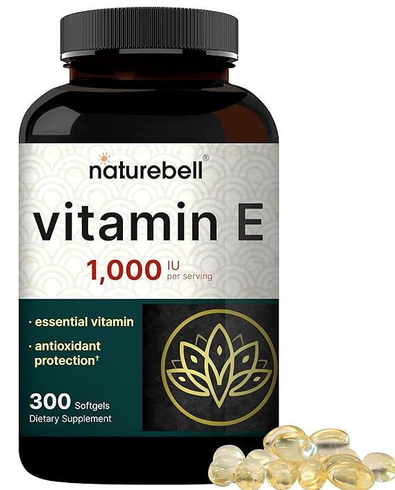 NatureBell Vitamin E Oil Softgel, 1,000 IU per Serving, 300 Capsules | Essential Antioxidant Supplement, Easily Absorbed Form - Supports Skin, Heart and Immune Health - Non-GMO product image