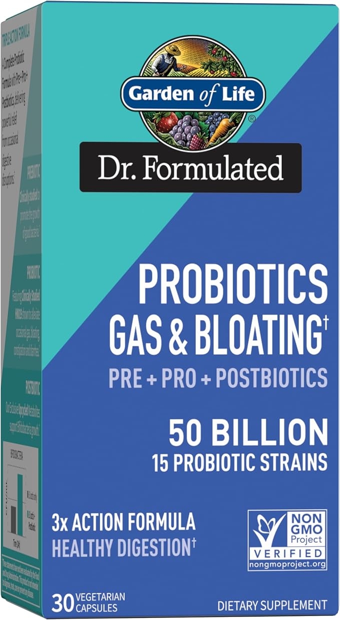 Garden of Life Dr Formulated Once Daily 3-in-1 Complete Prebiotics, Postbiotics & Probiotics for Women and Men - PRE + PRO + POSTBIOTIC Supplement for Gas & Bloating - 50 Billion CFU, 30 Day Supply product image