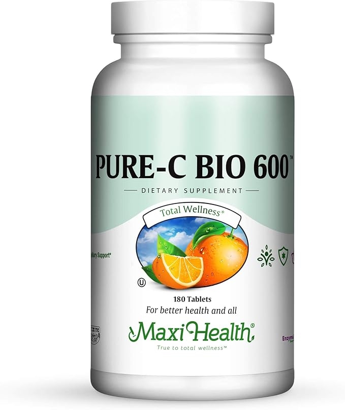 Vitamin C Complex, 600mg Supplement – Vitamin C Tablets with Lemon, Bioflavonoids, Calcium and Phosphorus – Immune Health Support – Pure-C Bio 600 Non-GMO, VIT C Vegan 180 Tablets product image