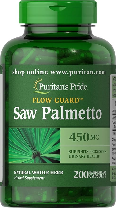 Puritan's Pride Flow Guard™ Saw Palmetto Extract 450mg, Natural Herbal Traditional Herbal Dietary Supplement for Male Prostate and Urinary Health Support, 200 Softgels product image