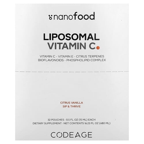 Codeage Nanofood Liposomal Vitamin C Citrus Vanilla 32 Pouches 0 5 Fl Oz 15 Ml Each product image