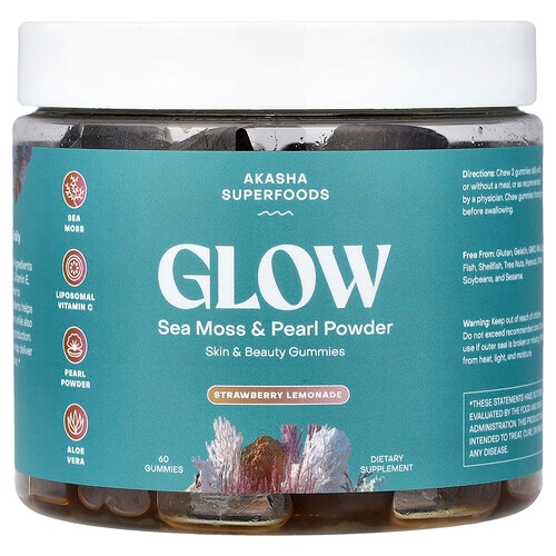 Akasha Superfoods Glow Sea Moss Pearl Powder Strawberry Lemonade 60 Gummies product image