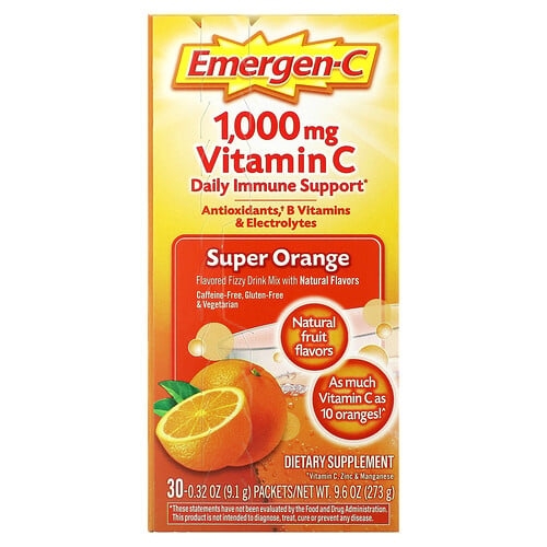 Emergen C Vitamin C Super Orange 1 000 Mg 30 Packets 0 32 Oz 9 1 G Each product image