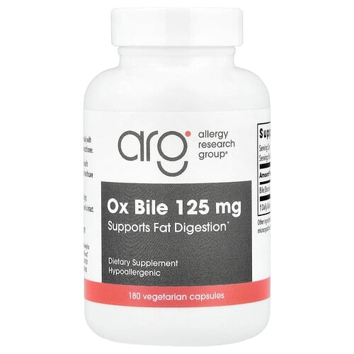 Allergy Research Group Ox Bile 125 Mg 180 Vegetarian Capsules product image