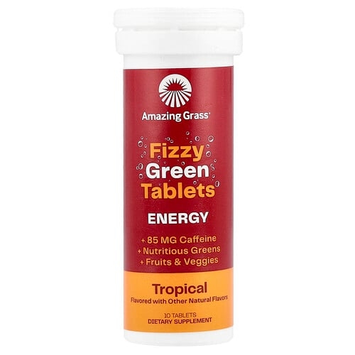 Amazing Grass Fizzy Green Tablets Energy Tropical 10 Tablets product image