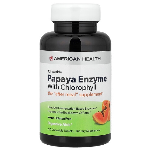 American Health Chewable Papaya Enzyme With Chlorophyll 250 Chewable Tablets product image