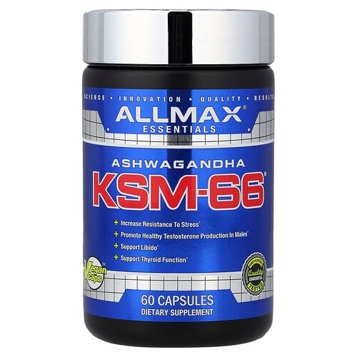 Allmax Essentials Ashwagandha Ksm 66 60 Capsules 300 Mg Per Capsule product image