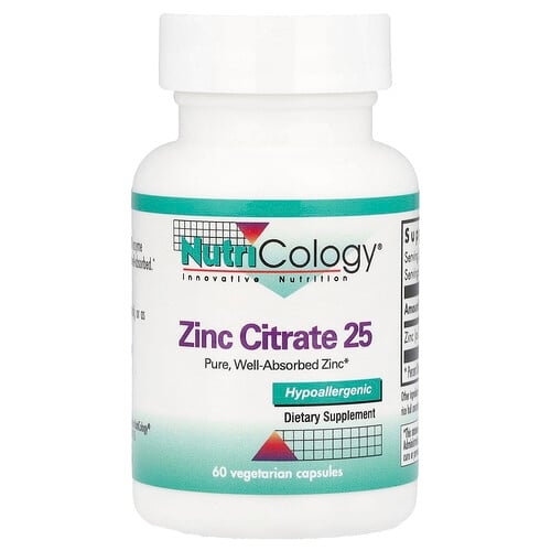 Nutricology Zinc Citrate 25 25 Mg 60 Vegetarian Capsules product image