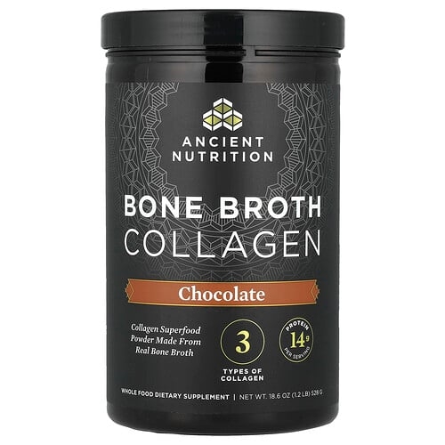 Ancient Nutrition Bone Broth Collagen Chocolate 1 2 Lb 528 G product image