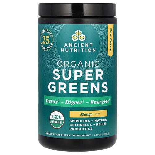 Ancient Nutrition Organic Supergreens Mango 6 8 Oz 192 8 G product image