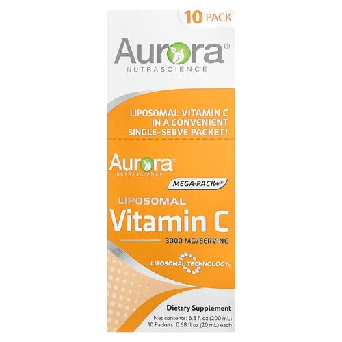 Aurora Nutrascience Mega Pack Liposomal Vitamin C 10 Packets 0 68 Fl Oz 20 Ml Each product image