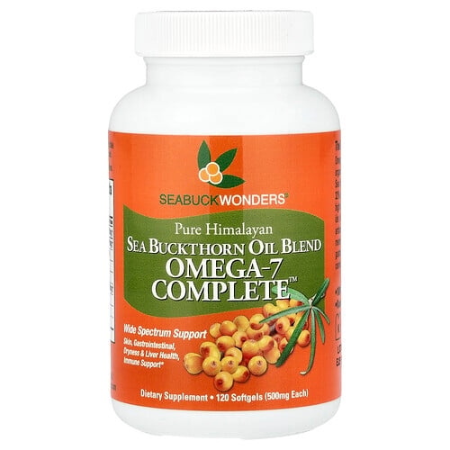 Seabuckwonders Pure Himalayan Sea Buckthorn Oil Blend Omega 7 Complete 120 Softgels 500 Mg Per Softgel product image