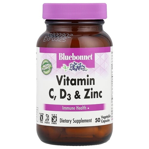 Bluebonnet Nutrition Vitamin C D3 Zinc 50 Vegetable Capsules product image