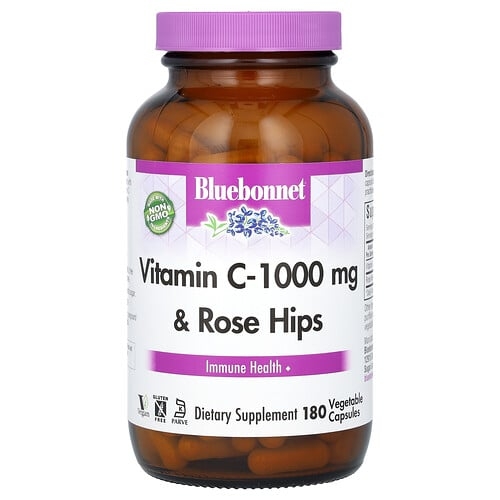 Bluebonnet Nutrition Vitamin C 1 000 Mg Rose Hips 180 Vegetable Capsules product image