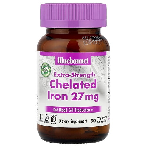 Bluebonnet Nutrition Chelated Iron Extra Strength 27 Mg 90 Vegetable Capsules product image