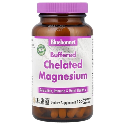 Bluebonnet Nutrition Buffered Chelated Magnesium 120 Vegetable Capsules 200 Mg Per Capsule product image