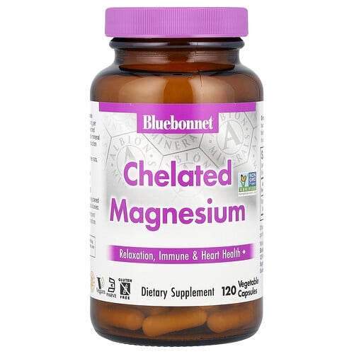 Bluebonnet Nutrition Chelated Magnesium 120 Vegetable Capsules 100 Mg Per Capsule product image