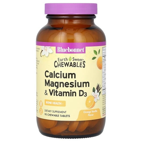 Bluebonnet Nutrition Earthsweet Chewables Calcium Magnesium Vitamin D3 Orange Vanilla 90 Chewable Tablets product image