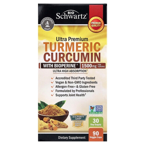 Bioschwartz Ultra Premium Turmeric Curcumin With Bioperine 90 Veggie Caps product image