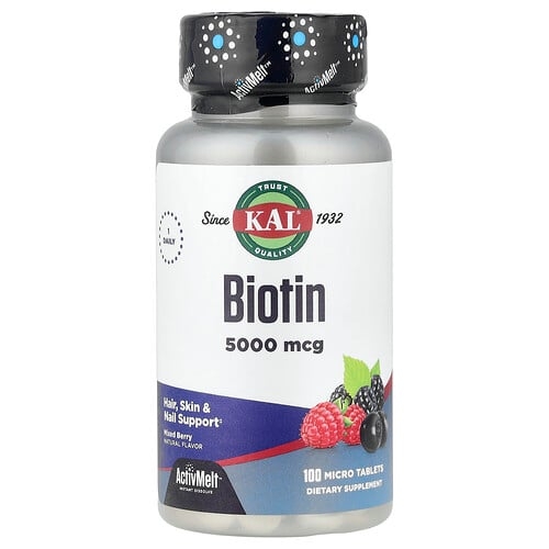 Kal Biotin Mixed Berry 5 000 Mcg 100 Micro Tablets product image