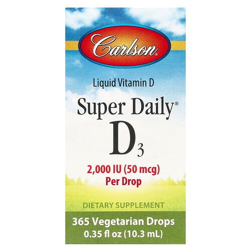 Carlson Super Daily D3 50 Mcg 2 000 Iu 0 35 Fl Oz 10 3 Ml product image