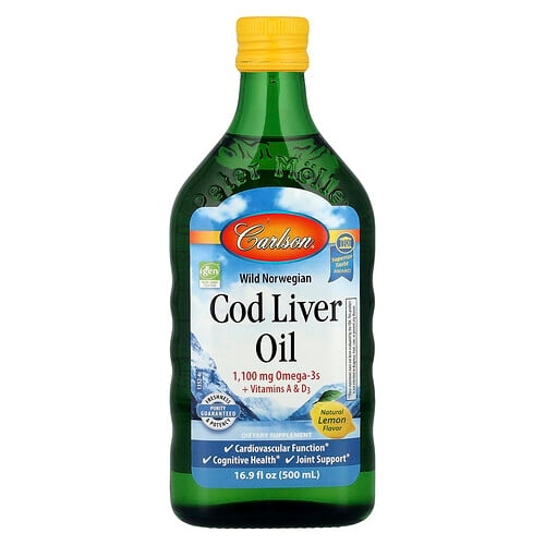 Carlson Wild Norwegian Cod Liver Oil Natural Lemon 16 9 Fl Oz 500 Ml product image
