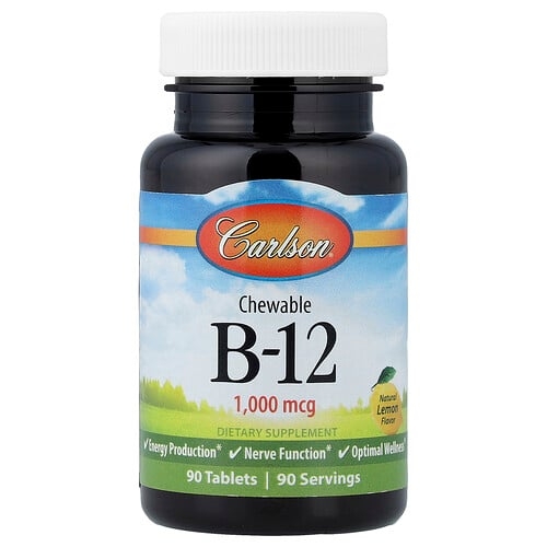 Carlson Chewable B 12 Natural Lemon 1 000 Mcg 90 Tablets product image