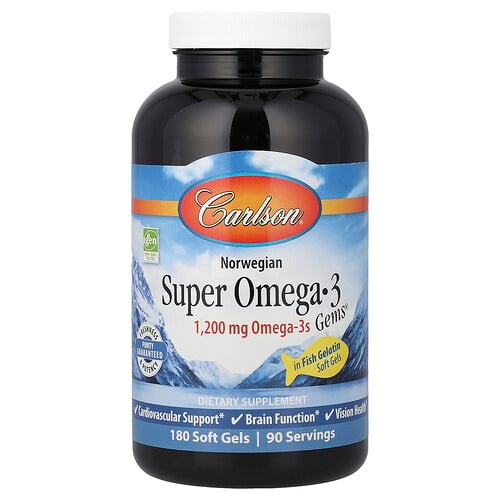Carlson Norwegian Super Omega 3 Gems 180 Soft Gels product image