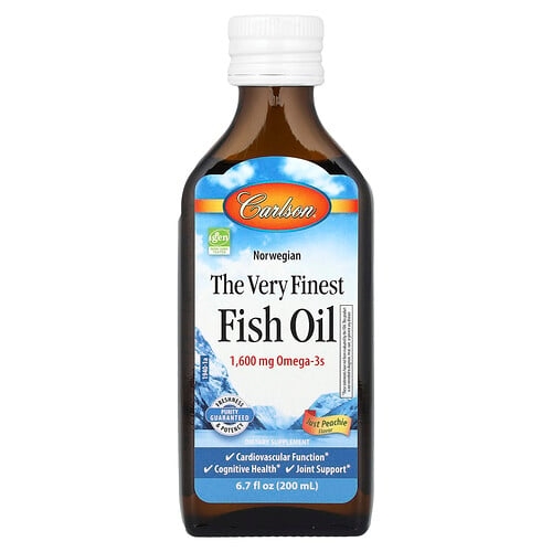 Carlson Norwegian The Very Finest Fish Oil Just Peachie 6 7 Fl Oz 200 Ml product image