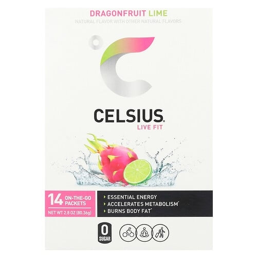 Celsius Live Fit Dragonfruit Lime 14 On The Go Packets 0 2 Oz 5 74 G Each product image