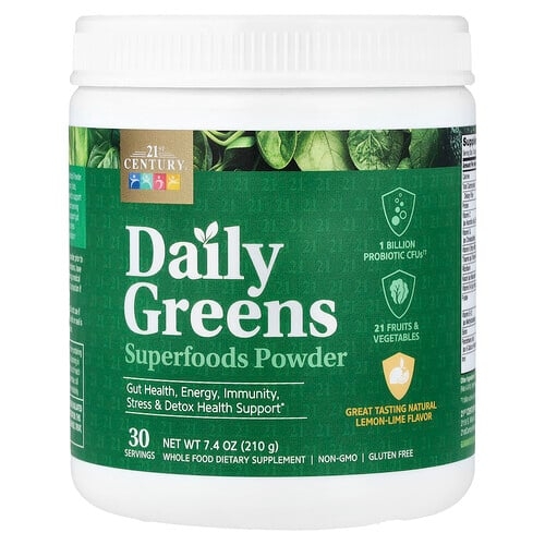 21st Century Daily Greens Superfoods Powder Lemon Lime 7 4 Oz 210 G product image
