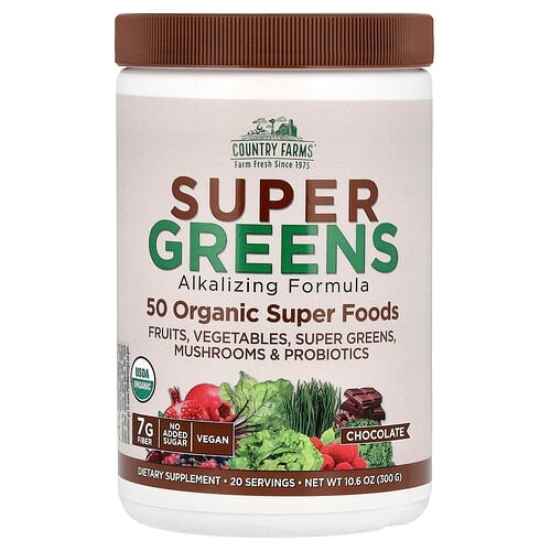 Country Farms Super Greens Alkalizing Formula Chocolate 10 6 Oz 300 G product image